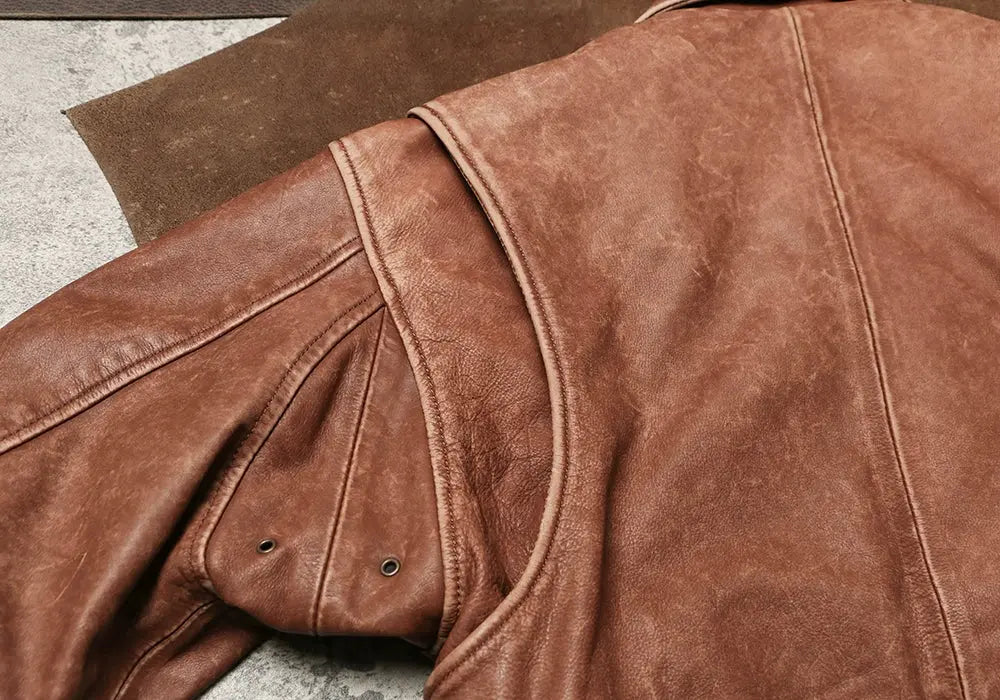 Tailor Brando Men's Vintage Genuine Leather Jacket with Cotton Lining Winter Loose Jacket Tailor Brando