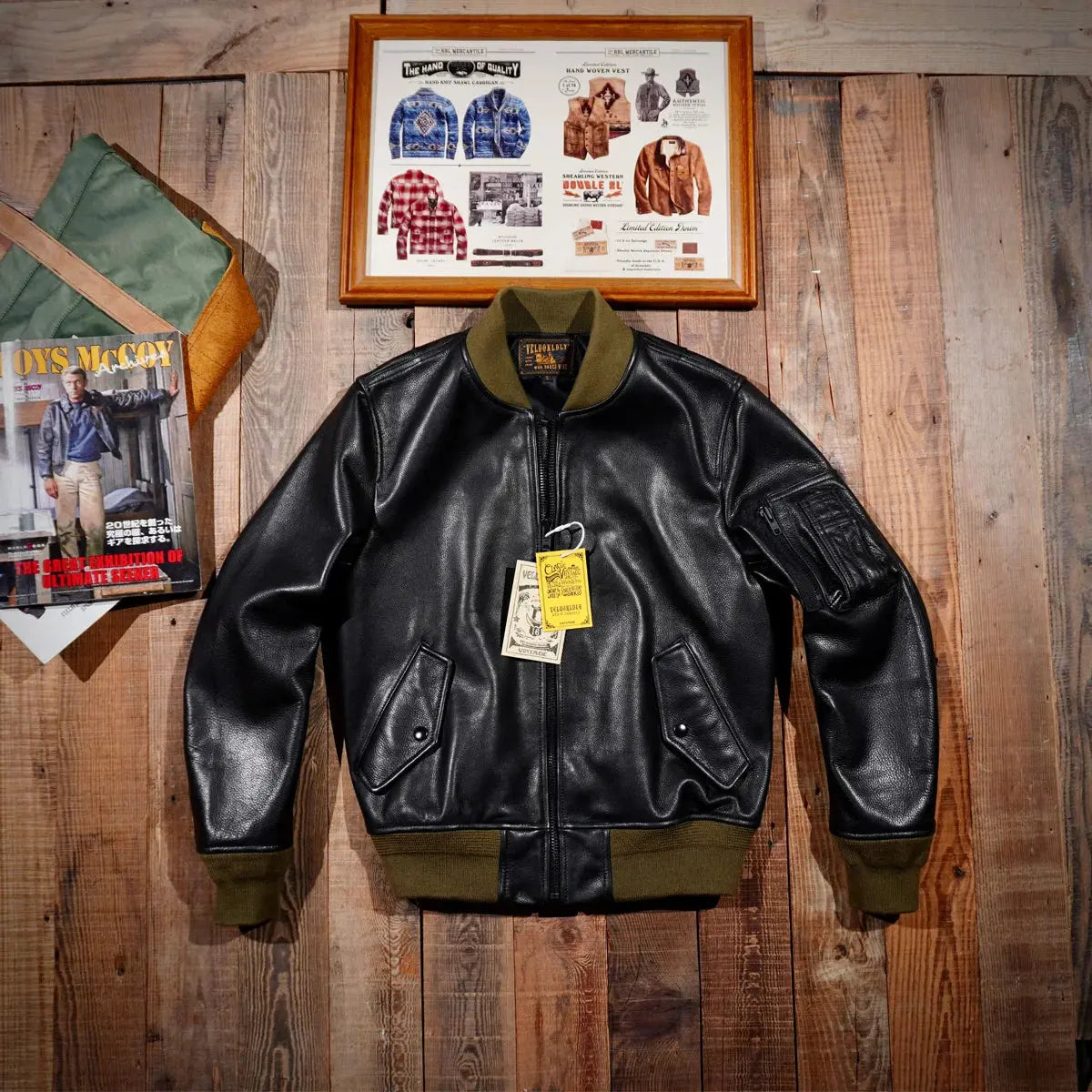 Classic MA1 Flying Suit Jacket, Water Dyed Cowhide Leather Jacket, Short Motorcycle Baseball Suit, Top Layer of Genuine Tailor Brando