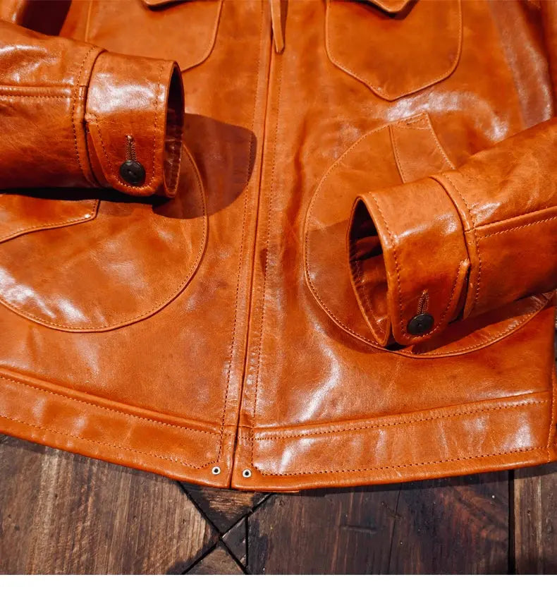 Tailor Brando Italian Full Grain Vegetable Tanned Horsehide Mendoza Vintage Genuine Leather Men's Motorcycle Jacket Tailor Brando