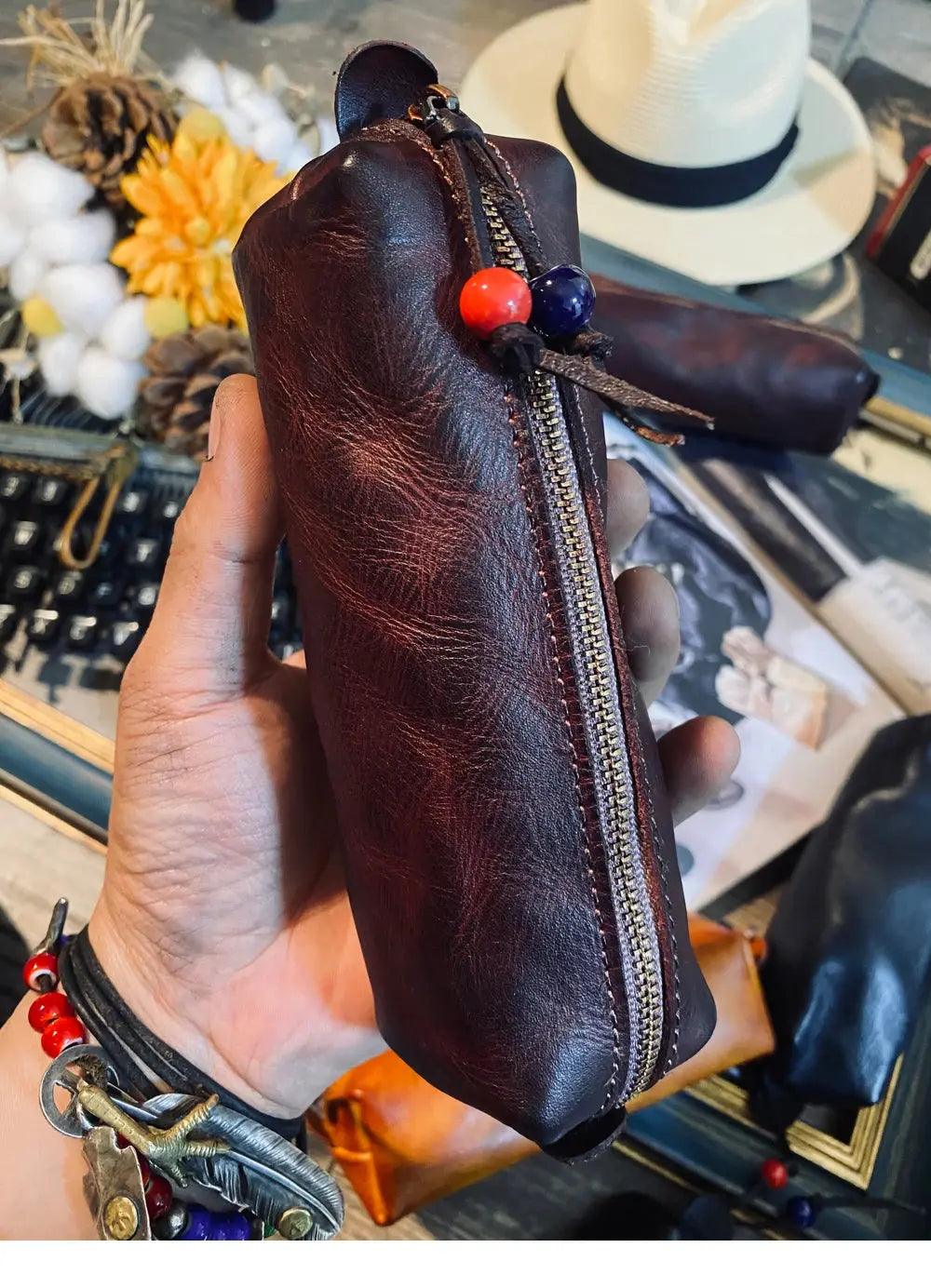 Tailor Brando Italian Vegetable Tanned Cowhide Leather Handmade 4.5*5.5*16cm Vintage Fashion Small Handbag Tailor Brando