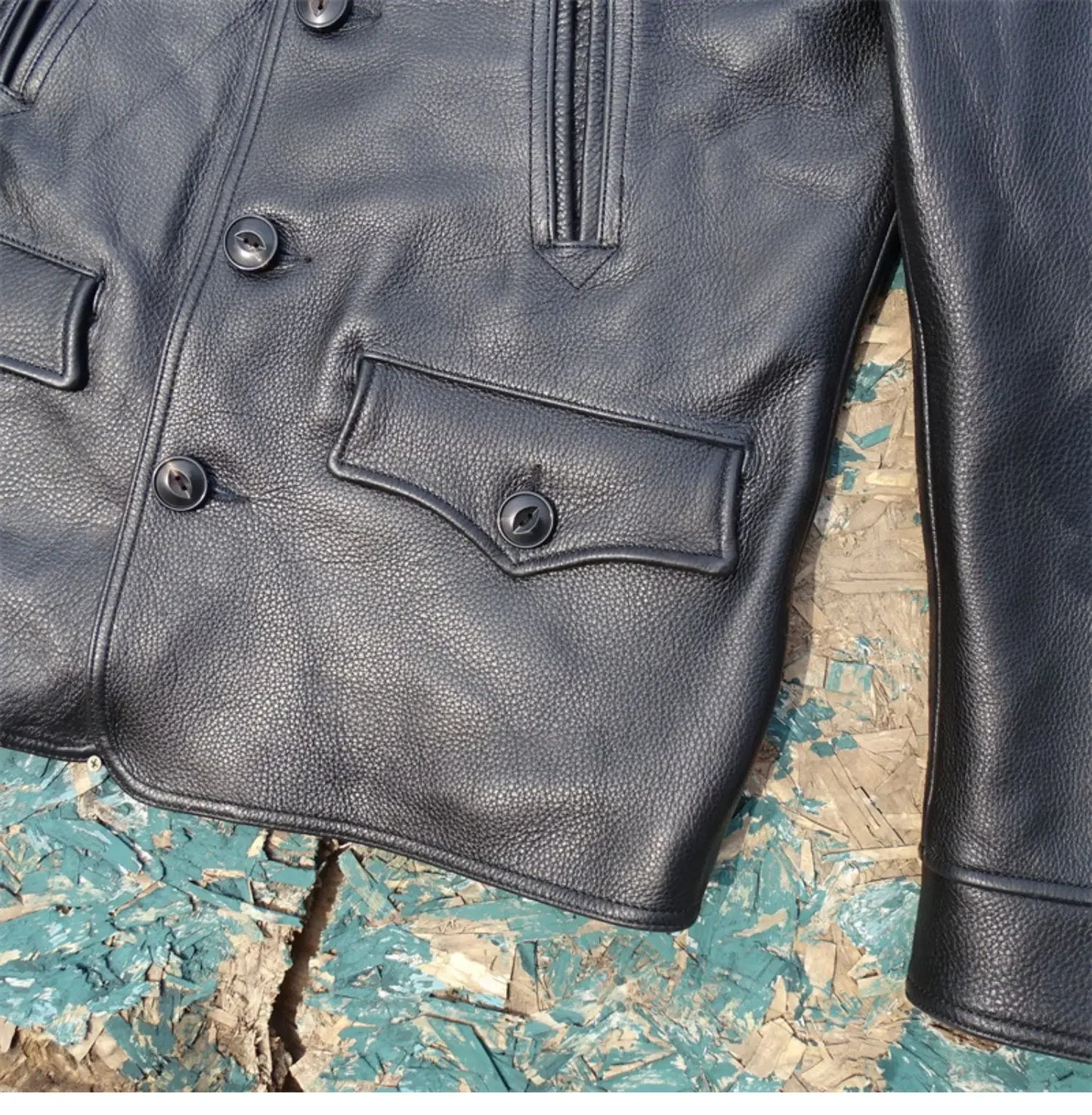 Heavy 1.7mm Full-grain Imported Old Cowhide Leather Leather Coat Long Trench Coat for Male Dispatcher.