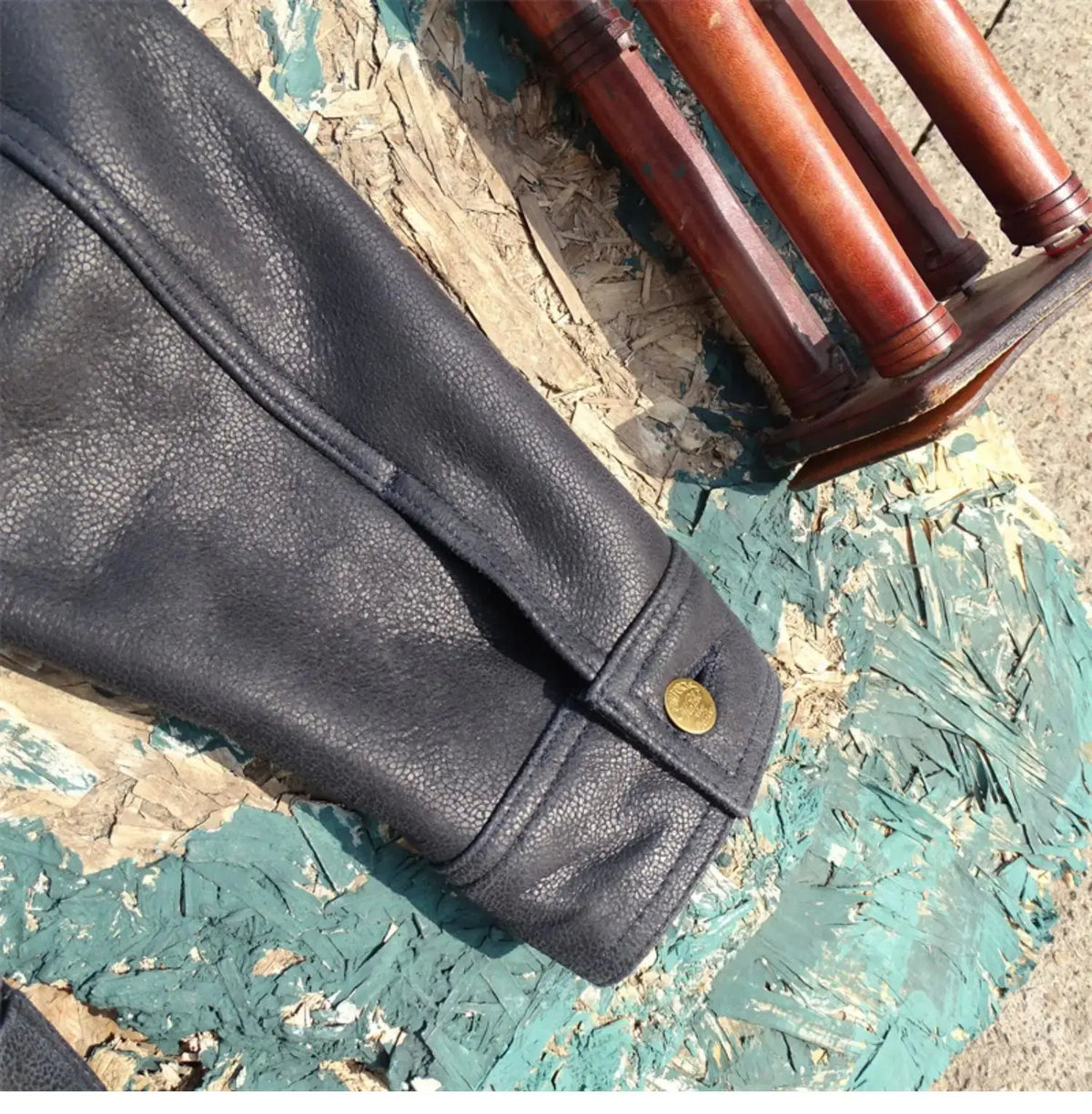 Tailor Brando Full Grain Aged Sheepskin Men's Short Vintage Storm Genuine Leather Jacket Tailor Brando