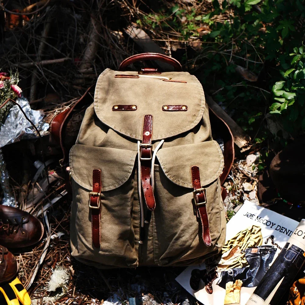 Tailor Brando Y-6 Washed High Density Canvas Pure Copper Rivet Reinforcement Size 35*45*15cm Paratrooper Bag Unisex Backpack