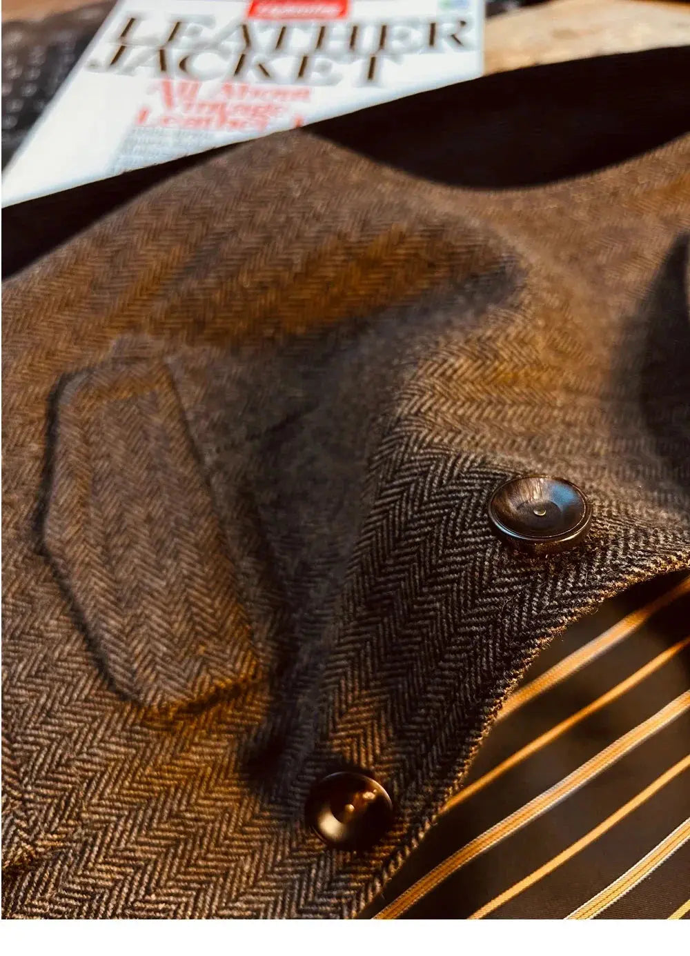 Tailor Brando J-139 Italian Gentleman Style Classic Herringbone Tweed Vest Vintage Slim Men 400g Tweed Vest Tailor Brando
