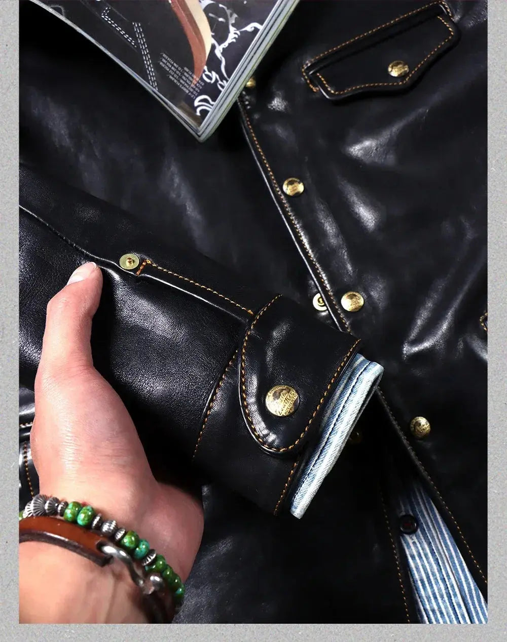 Tailor Brando Washed Uncoated Vegetable Tanned Calfskin Brakeman Vintage Work Jacket Lapel Men's Genuine Leather Jacket Tailor Brando