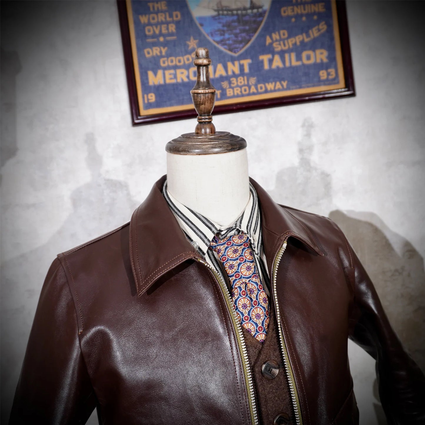 Classic Replica Aero Leather Golf Vegetable Tanned Horseshoe Leather Men's Short Jacket Motorcycle Head Leather