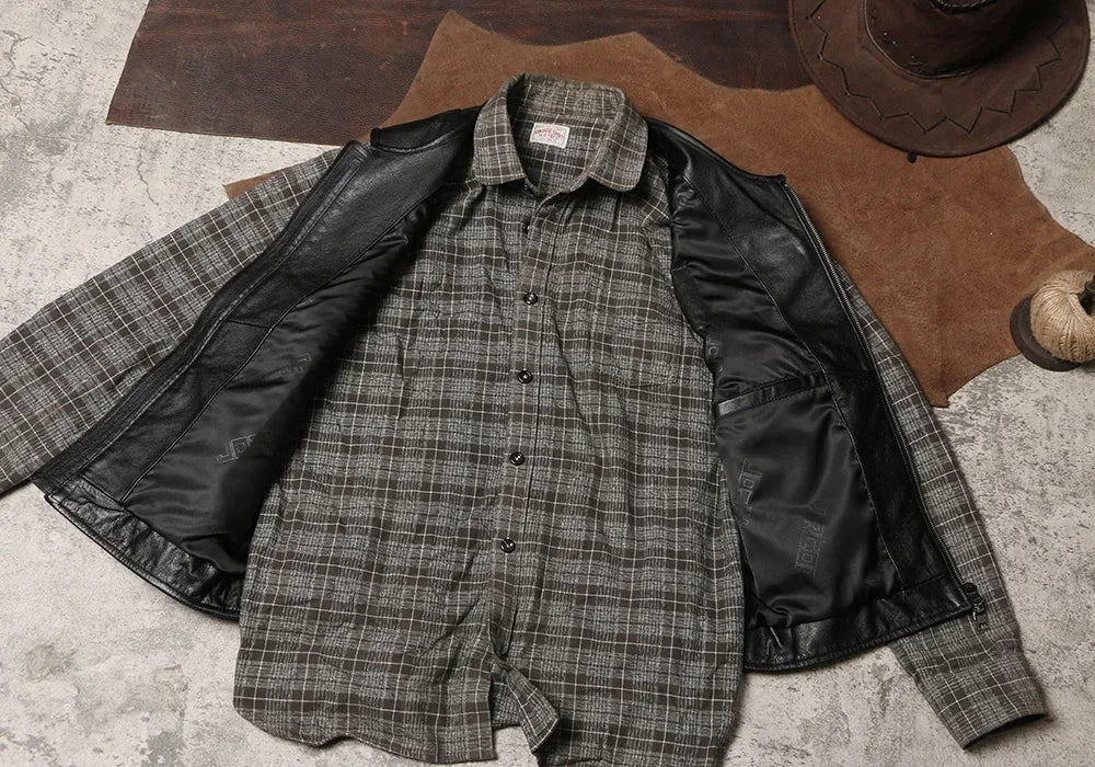 Tailor Brando Motorcycle Horse Jacket Shoulder Club Men's and Women's Riding Leather Vest Soft Thin Cowhide Crew Neck Vest