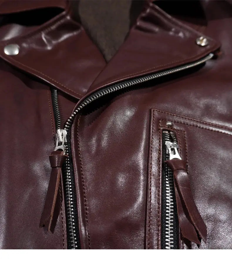 Tailor Brando Classic Replica Labare Cowhide Biker Slash Leather Jacket Men's Short Jacket American Vintage Leather Tailor Brando