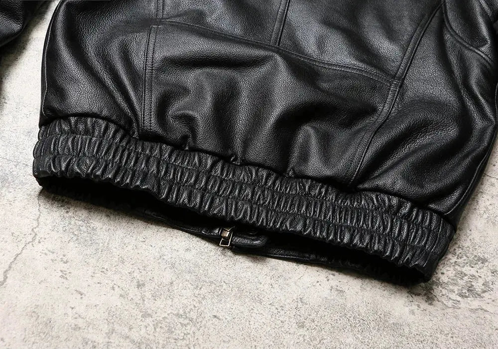 Tailor Brando full grain cowhide leather 90'S Men's and Women's Vintage Loose Fit Short Leather Jacket Tailor Brando