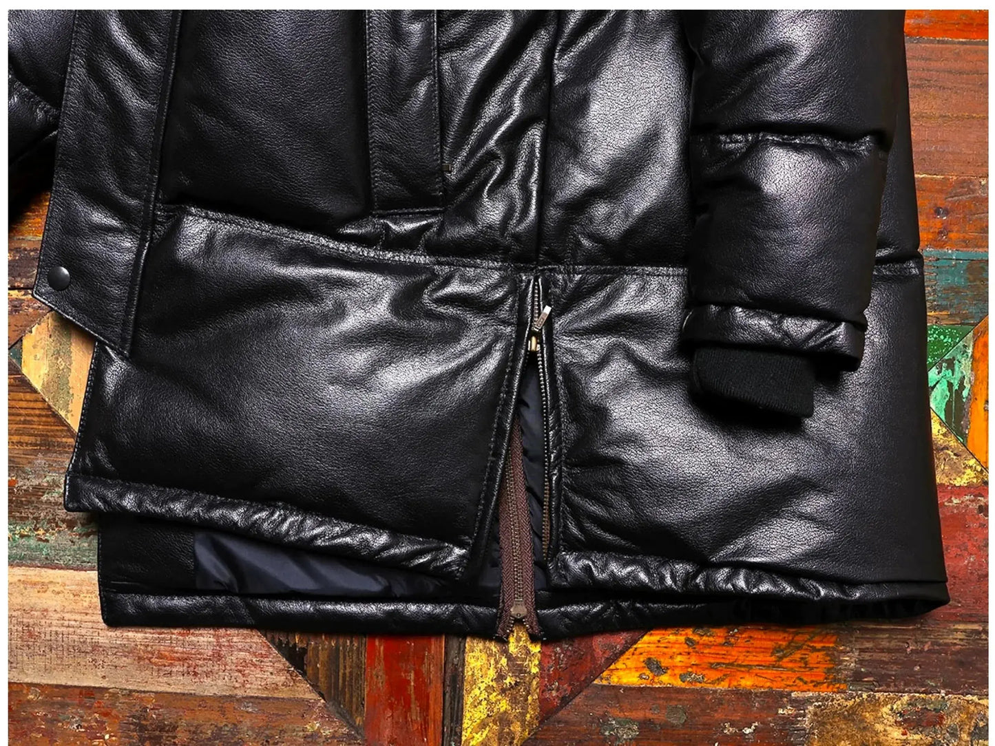 Tailor Brando Full Grain Cowhide Down Jacket 400g White Duck Down Men's Leather Mid-Length Winter Warm Down Jacket Tailor Brando