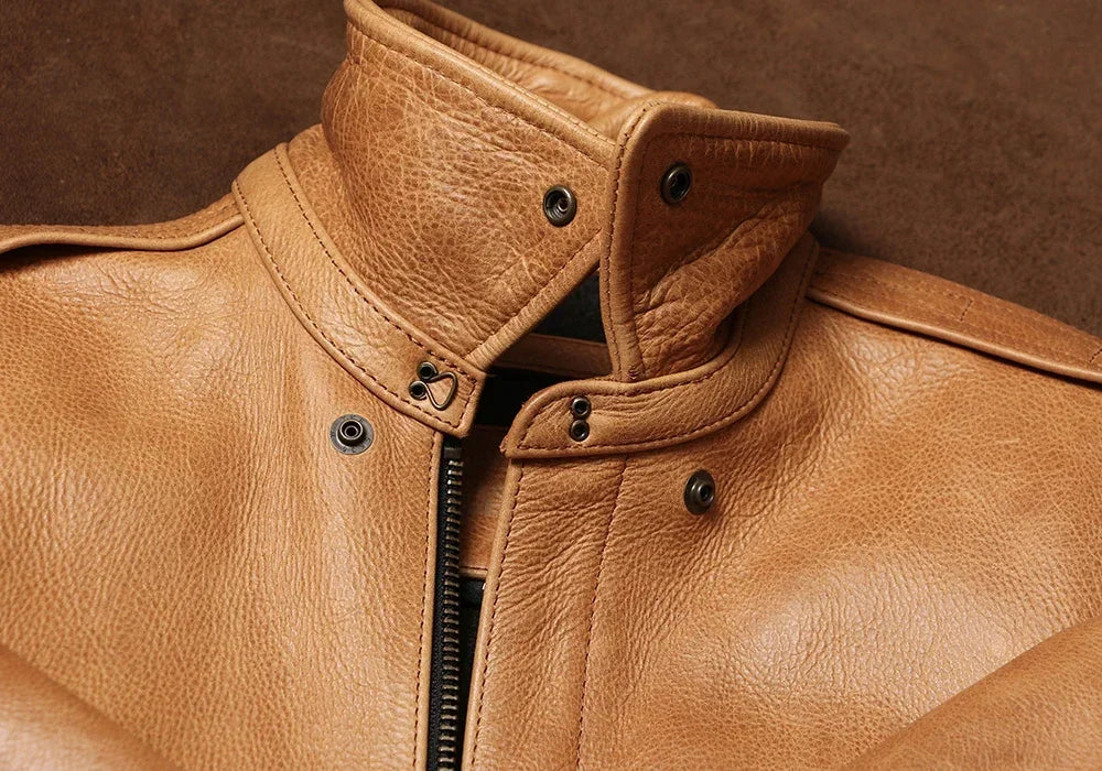 Heavyweight A2 Rosin Cowhide Jacket with Made of Heavy Genuine Leather, Flying Suit, Autumn and Winter Leather Jacket