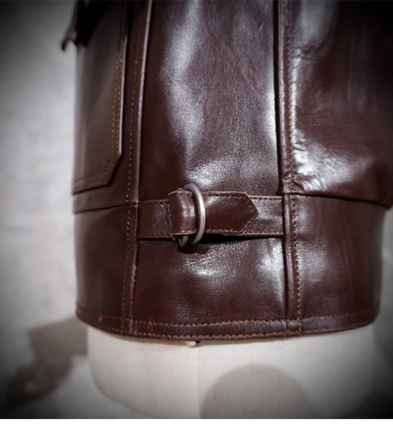 Classic Replica Aero Leather Golf Vegetable Tanned Horseshoe Leather Men's Short Jacket Motorcycle Head Leather