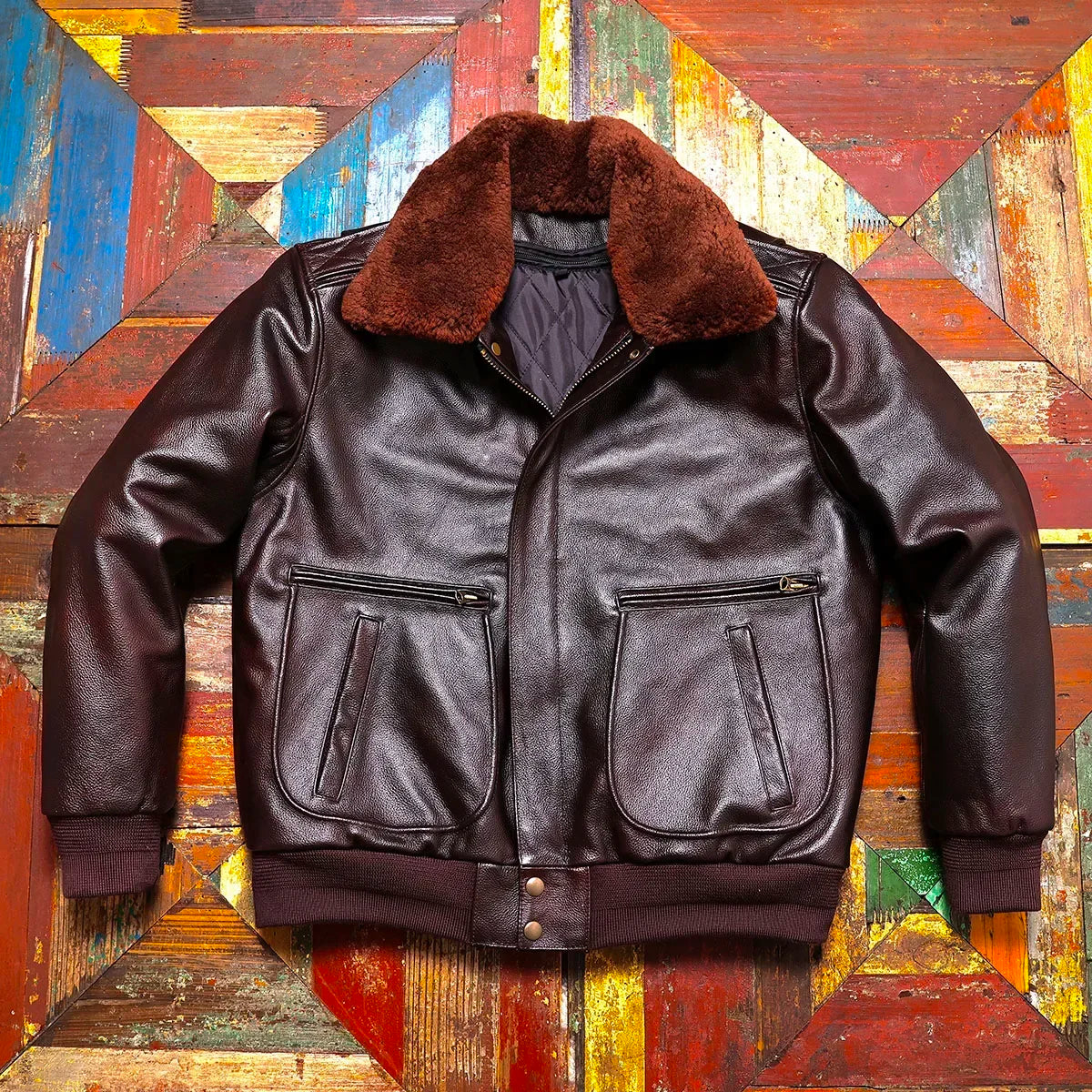Tailor Brando Italian Head Layer Cowhide Men's Retro Loose Version Winter Cotton Warm Retro Short Genuine Leather Jacket