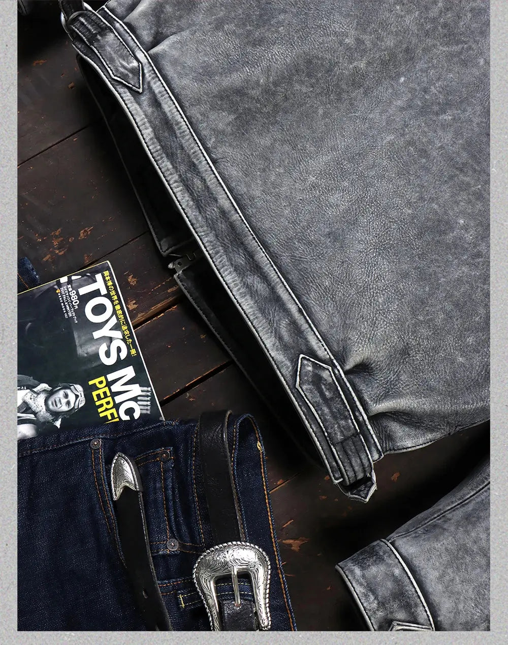 Tailor Brando 1.7mm Uncoated Brushed Aged Cowhide Hartman Men's Classic Short Genuine Leather Jacket Tailor Brando