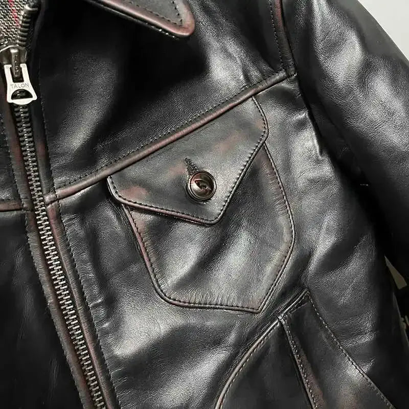 Tailor Brando Heavy Teacore Horsehide Classic Short Slim Fit Mendoza Genuine Leather Jacket Tailor Brando