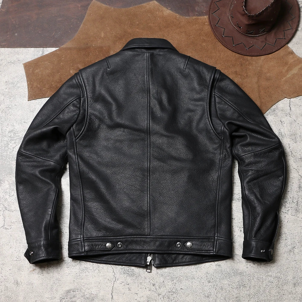 Tailor Brando 1930S Heavyweight Brushed Cowhide Vintage Classic Men's Genuine Leather Biker Jacket