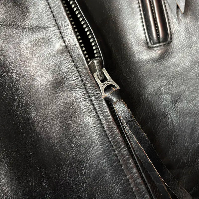 Tailor Brando Heavyweight Italian Vegetable-Tanned Tea-Core Cowhide Classic Venom Men's Retro Short Genuine Leather Jacket Tailor Brando