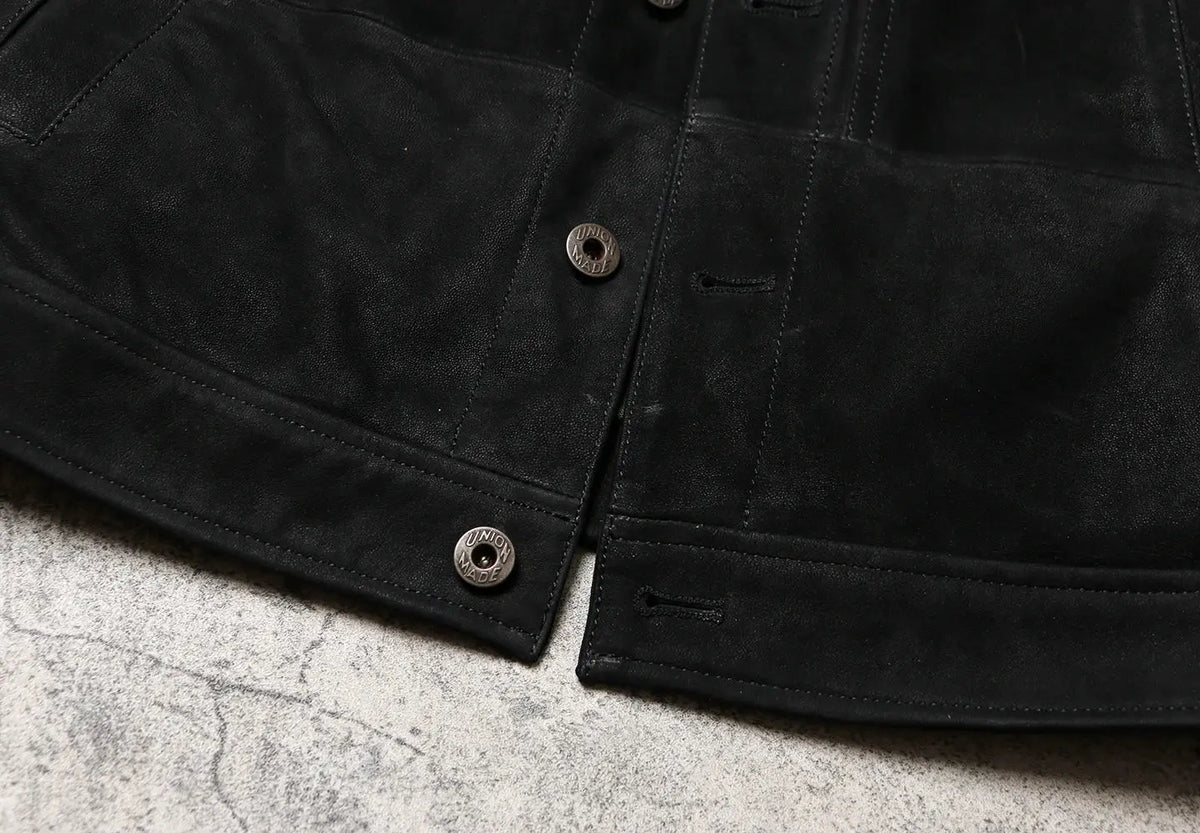 Tailor Brando Uncoated Brushed Goatskin Men's Vintage Classic Genuine Leather Jacket Tailor Brando