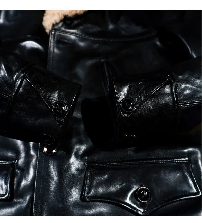 Tailor Brando Replica The R*al McCoy'* Farmer Italian Batik Horsehide Men's American Retro Real Wool Collar Genuine Leather Jack