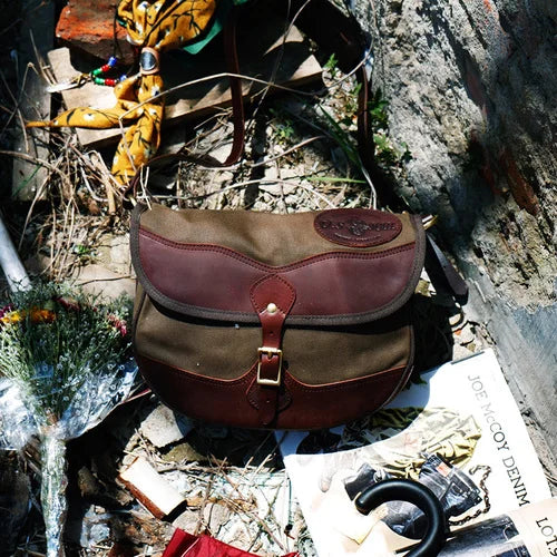 Tailor Brando American Retro FR 565 566 Oil Wax Canvas Shoulder Bag Size 27*21*7cm Leather Shoulder Strap Saddle Bag