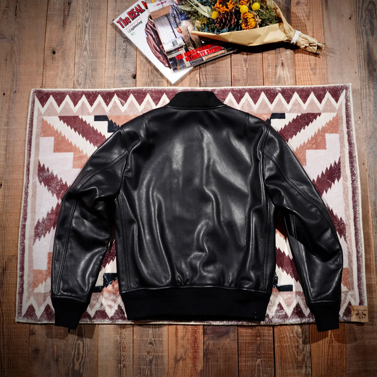 Classic MA1 Flying Suit Jacket, Water Dyed Cowhide Leather Jacket, Short Motorcycle Baseball Suit, Top Layer of Genuine