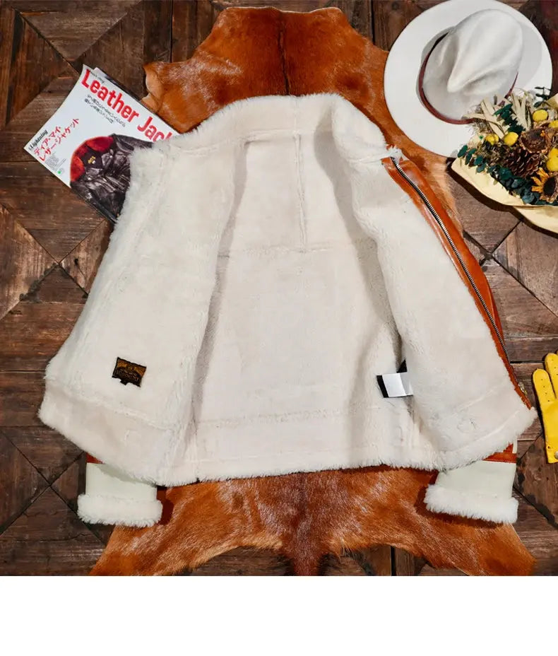 Tailor Brando Classic Patton Style New Zealand Shearling B3 Retro Bomber Jacket Men's Winter Warmth Genuine Fur Jacket Tailor Brando