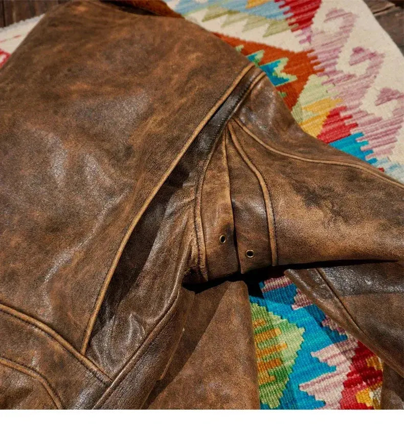 Tailor Brando Vintage G1 Aviator Jacket Aged Sheepskin Short Genuine Leather Jacket Tailor Brando