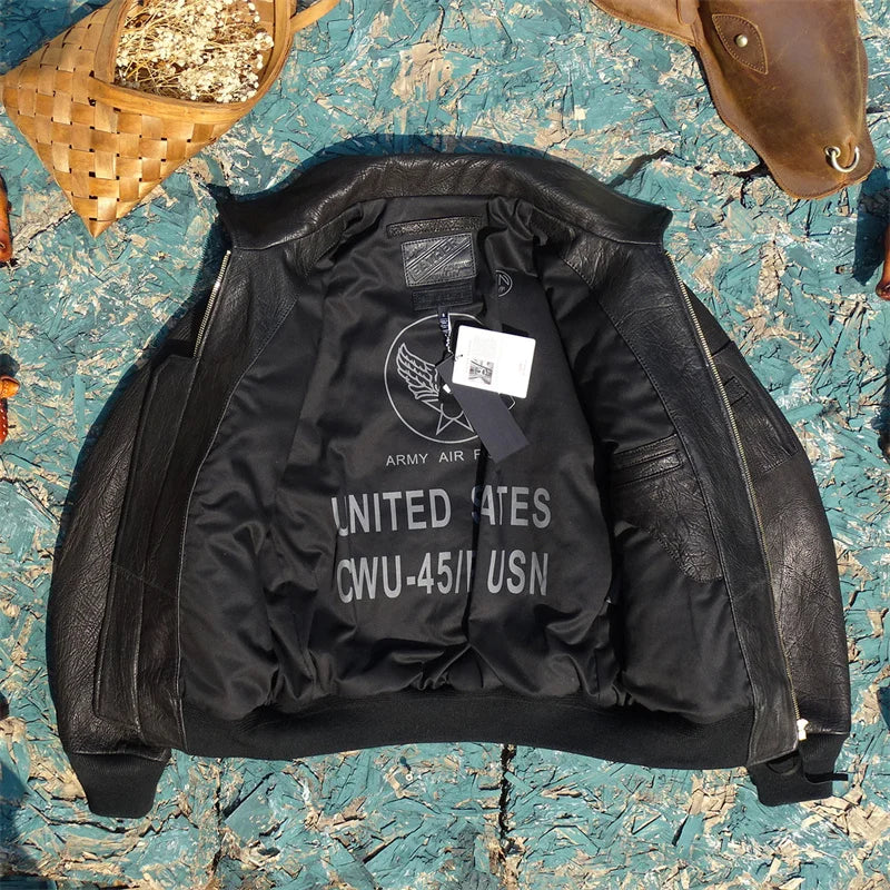 Wild Goat Skin! Imported Luxury Matte Coarse Textured Wild Goat Leather 45P Loose European Version Flight Suit