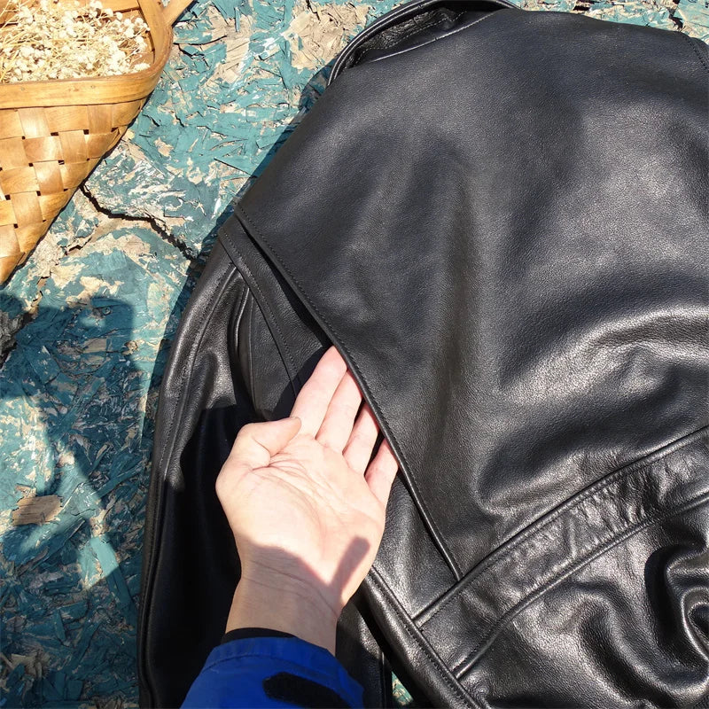 Wild Goat Skin! Imported Luxury Matte Coarse Textured Wild Goat Leather 45P Loose European Version Flight Suit