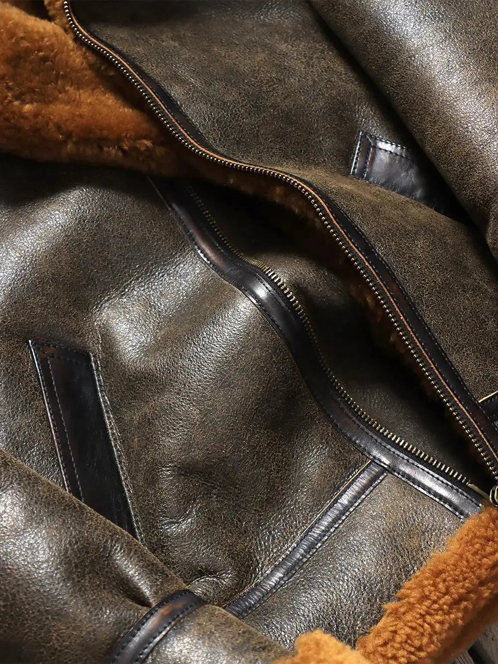 Tailor Brando Original Merino Shearling Classic B3 Bomber Jacket Genuine Fur Winter Warm Leather Jacket Tailor Brando