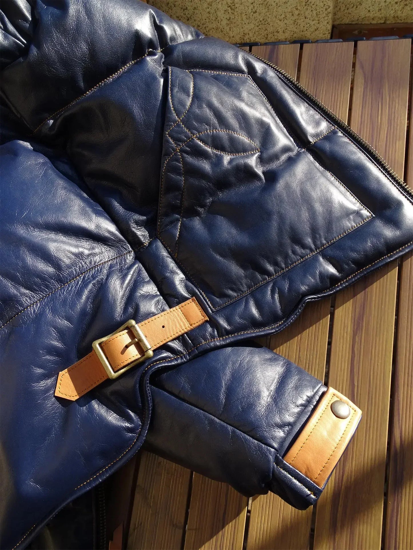 Tailor Brando Original Sheep Shearling & Vegetable Tanned Sheepskin Hooded Down Jacket Winter Warm Genuine Leather Jacket