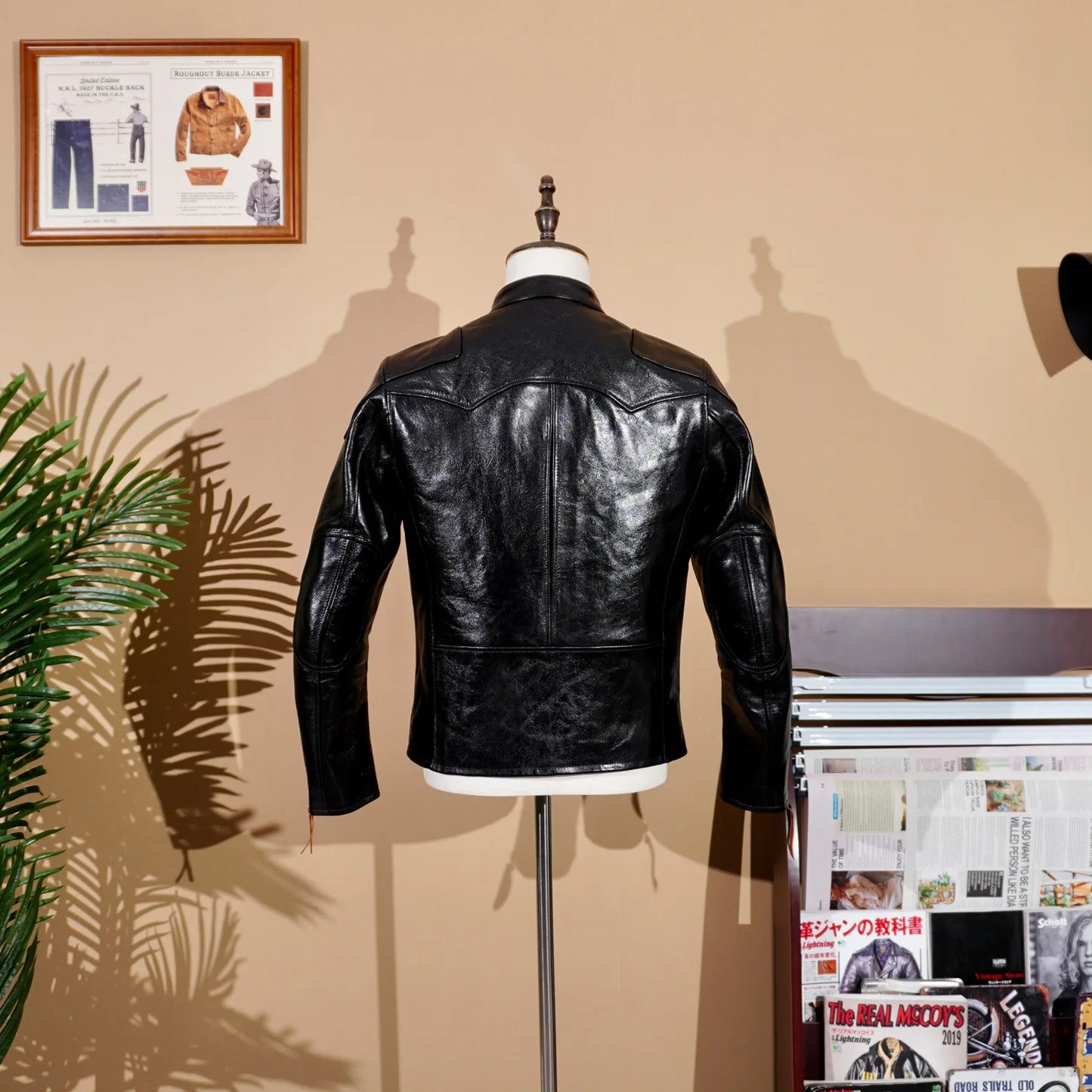 RL Style Heavyweight Tea Core Horseskin Venom Leather Jacket Men's Stand-up Collar Biker Jacket American Retro Short Tom Hardy