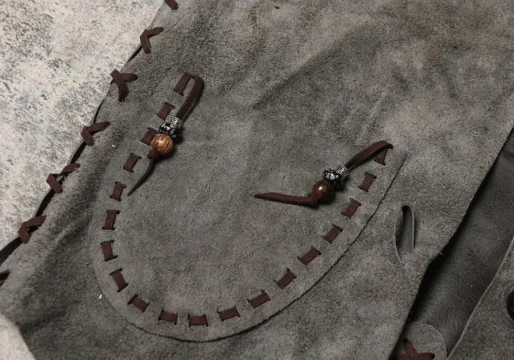 Horse Riding Genuine Leather Vest Handmade Collarless Cowhide Vest From The Middle Ancient Western Tribe Wearing Leather Kam Tailor Brando