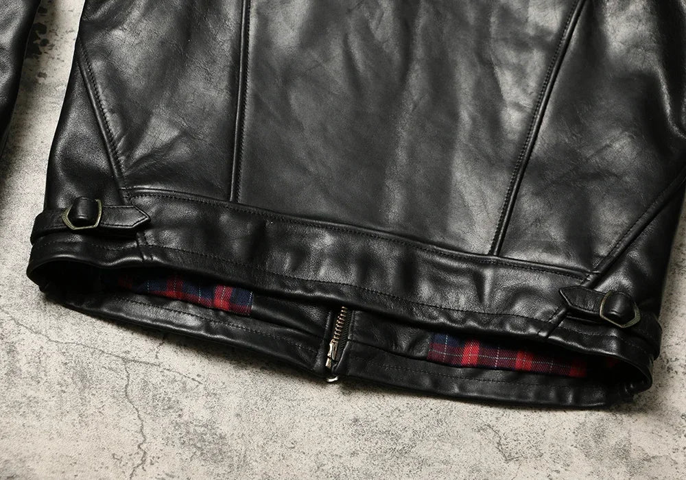 Tailor Brando Heavyweight Full Grain Batik Vegetable Tanned Horsehide Men's Vintage Mendoza Genuine Leather Jacket