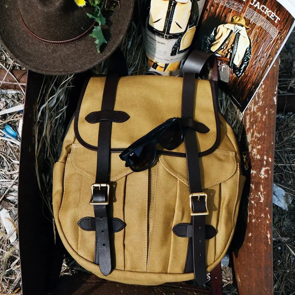 Tailor Brando Imitation American Retro 70262 Backpack 34*39*11cm Canvas & Cowhide Shoulder Strap YKK Pure Copper Zipper Tailor Brando