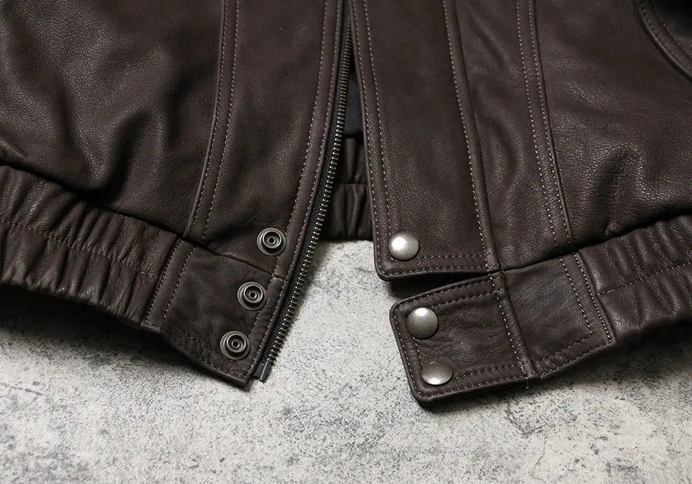 Tailor Brando Heavyweight Uncoated Brushed Cowhide Men's Loose Fit Vintage 90'S Classic Leather Jacket Tailor Brando