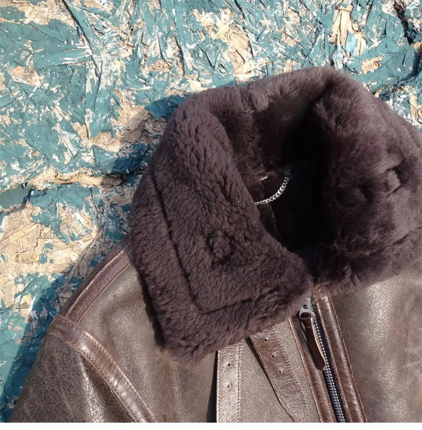 Tailor Brando B6 Aviator Jacket Original Aged Sheep Shearling Men's Classic Genuine Leather Warm Jacket