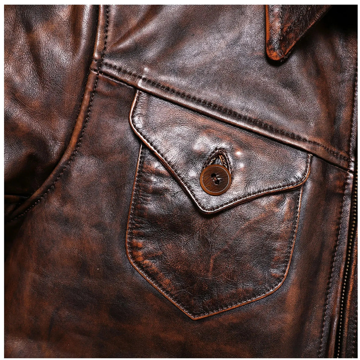 Tailor Brando Full Grain Washed Handmade Aged Tea Core Cowhide American Vintage Mendoza Retro Leather Biker Jacket Tailor Brando