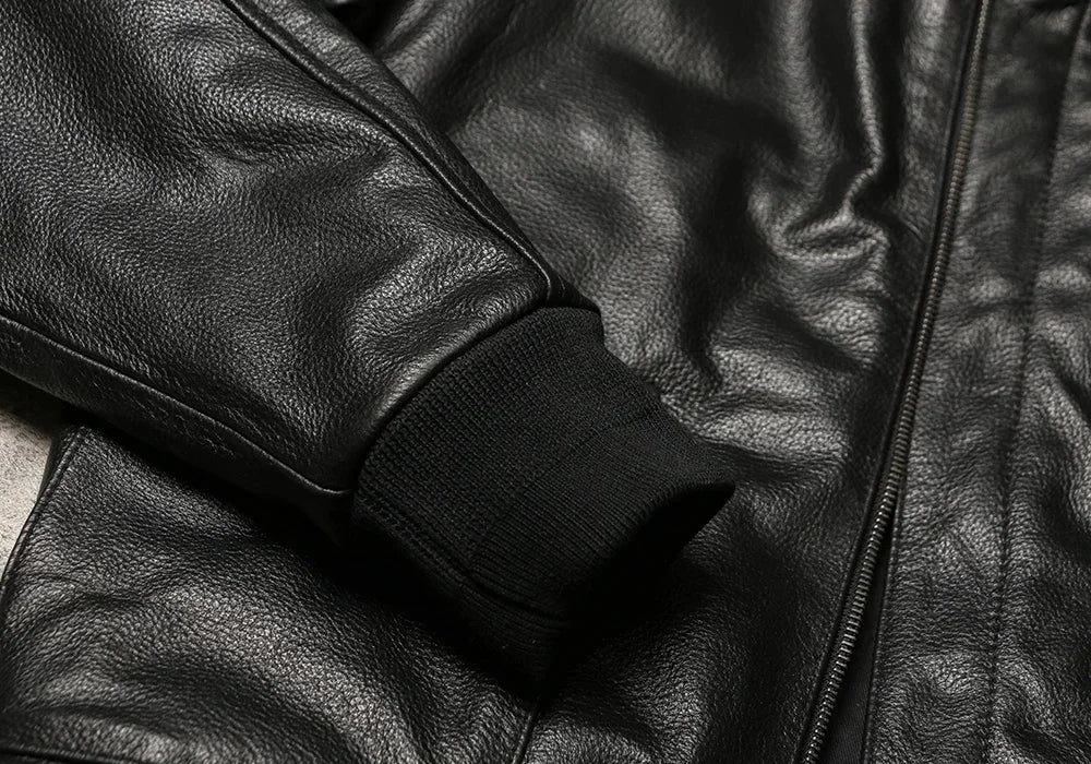Retro A2 Flying Suit Leather Top Layer Soft and Thin Cowhide Workwear Coat Genuine Leather Flip Collar Air Force Officer Jacket