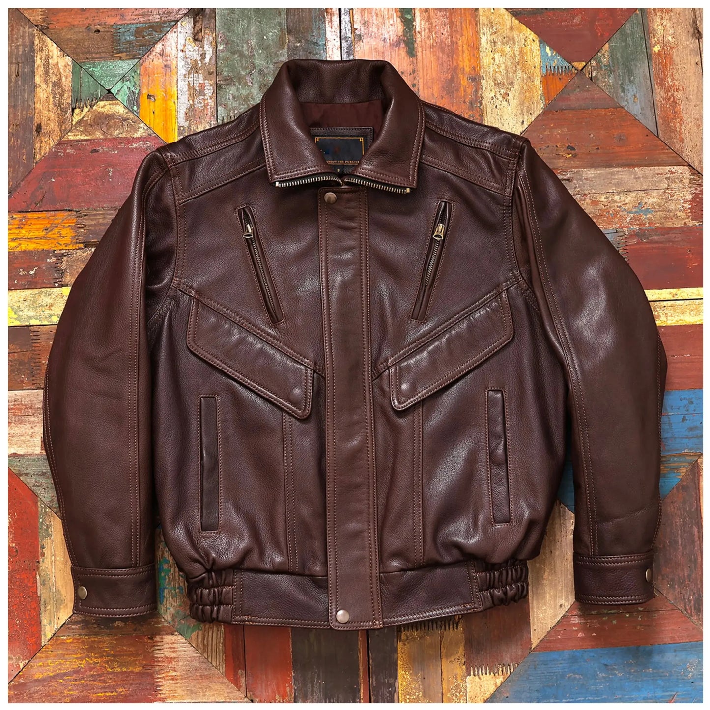 Tailor Brando Vegetable-Tanned Goatskin Men's Oversize A2 Aviator Genuine Leather Jacket Tailor Brando