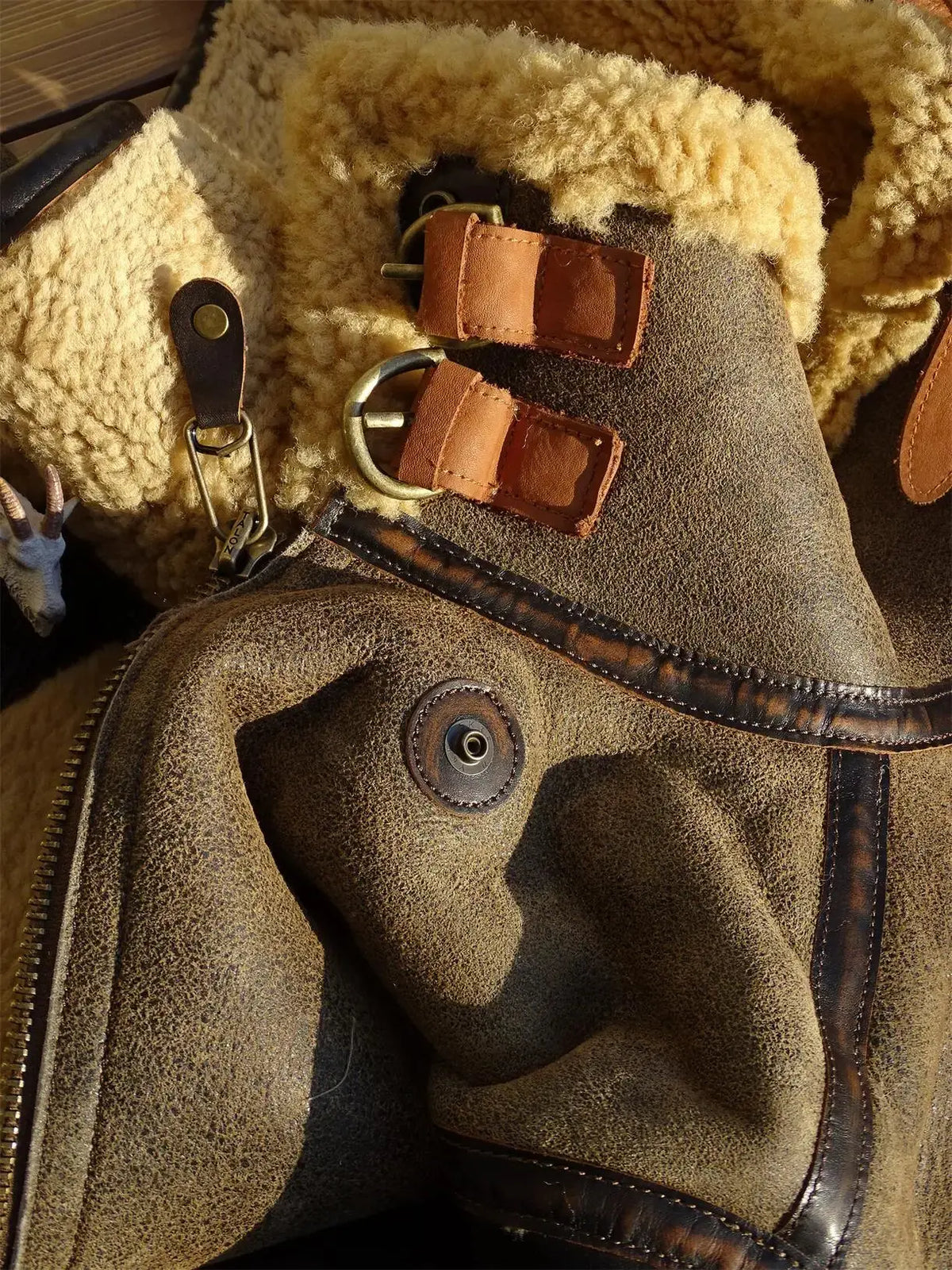 Tailor Brando Original Sheep Shearling American Vintage Handaged Men's Leather Warm Winter Jacket Tailor Brando