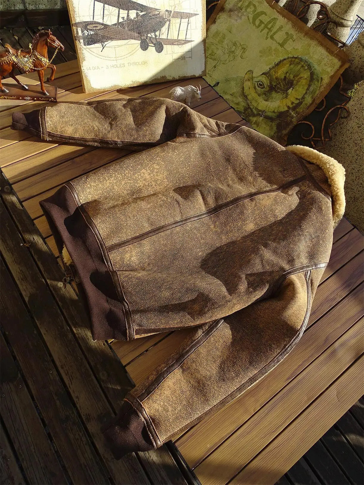 Tailor Brando Heavy Duty Aged Cashmere Classic A2 Pilot Jacket Men's Genuine Fur Warm Jacket