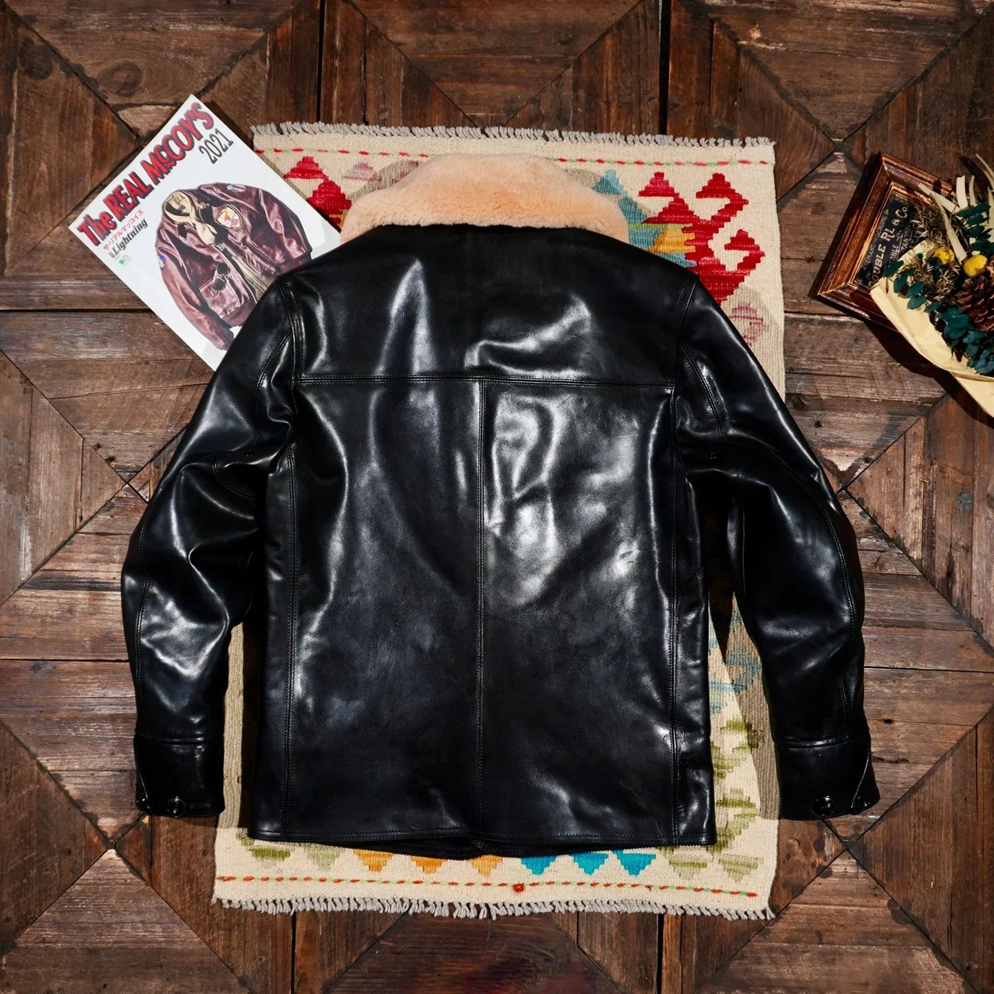 Tailor Brando Replica The R*al McCoy'* Farmer Italian Batik Horsehide Men's American Retro Real Wool Collar Genuine Leather Jack