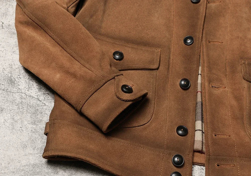 American Retro Old Leather Jacket Heavy Frosted Cowhide Lapel Tooling Leather May Kaji Leather Coat