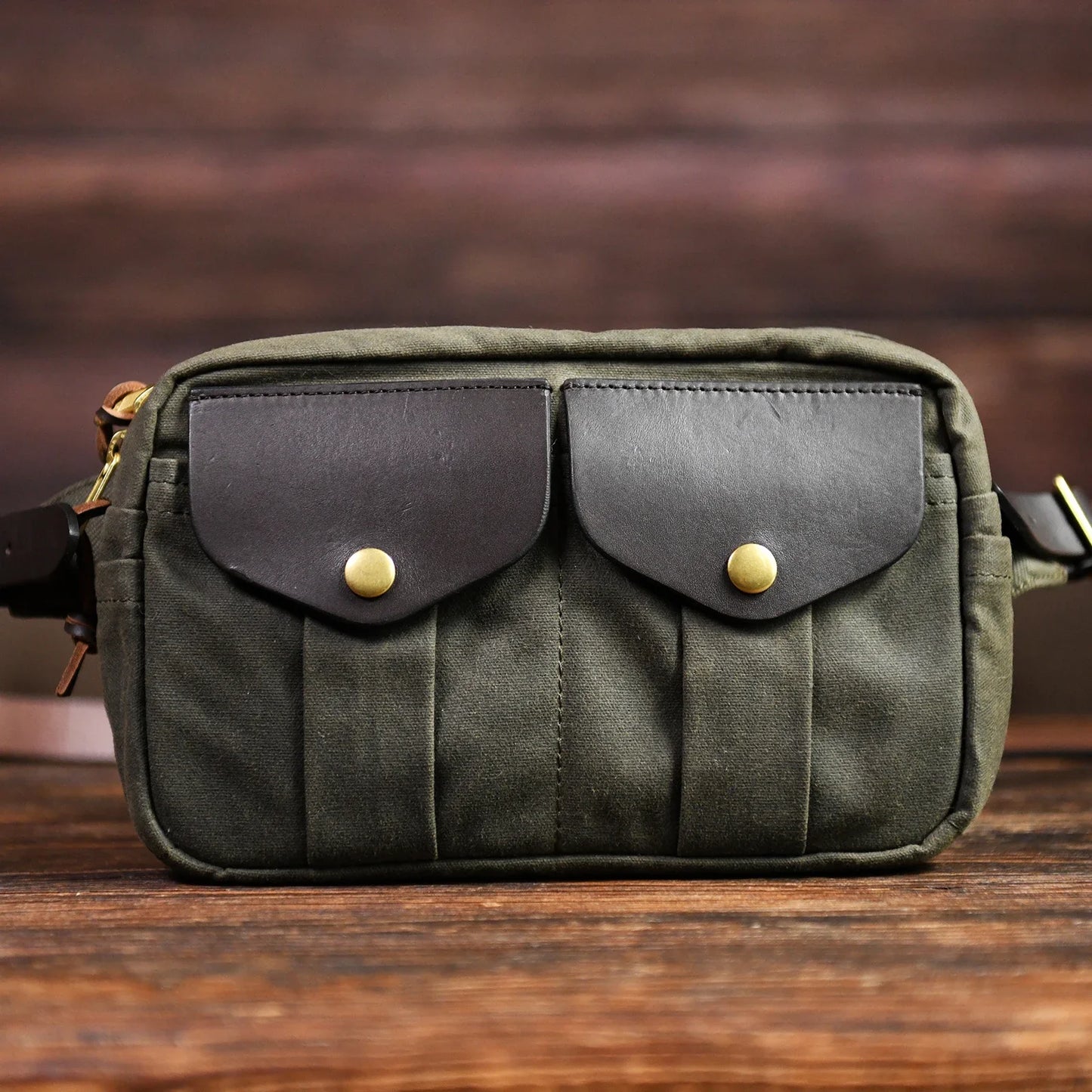 Tailor Brando American Casual Chest Bag 9129 Oil Waxed Canvas & Vegetable Tanned Cowhide S ize 26*16*6cm Crossbody Bag