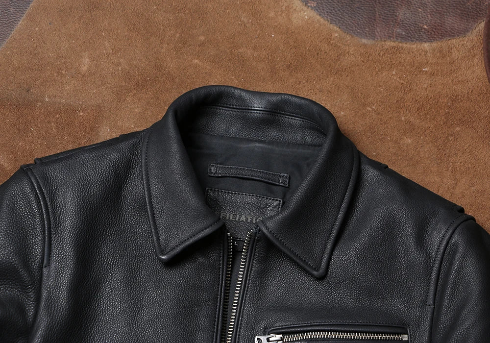 Tailor Brando 1930S Heavyweight Brushed Cowhide Vintage Classic Men's Genuine Leather Biker Jacket