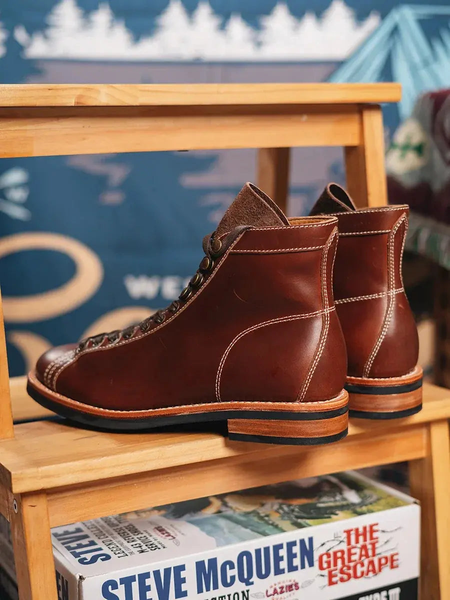 Tailor Brando First Layer Cowhide Leather Genuine Leather Boxing Boots Vintage Biker Style Winter Shoes Tailor Brando