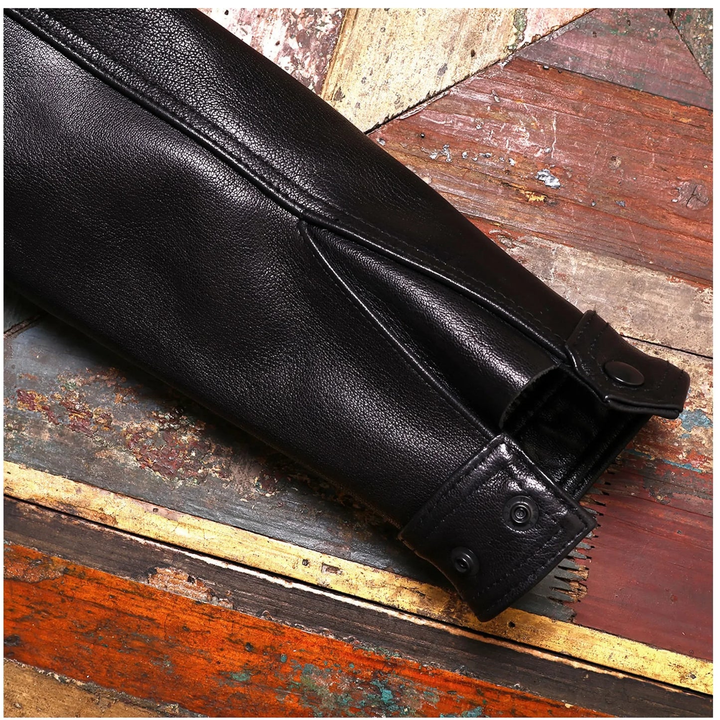Tailor Brando Water Dyed Goatskin Men's Vintage Casual Loose Fit Genuine Leather Jacket