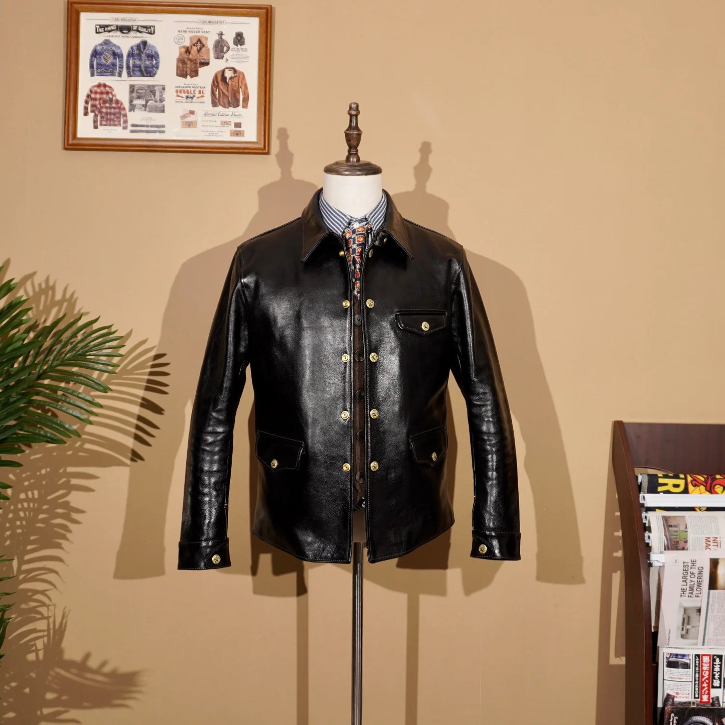 Classic Sturdy Retro Railway Tooling Brakeman Horseskin Leather Men's Jacket American Retro Aramco Click