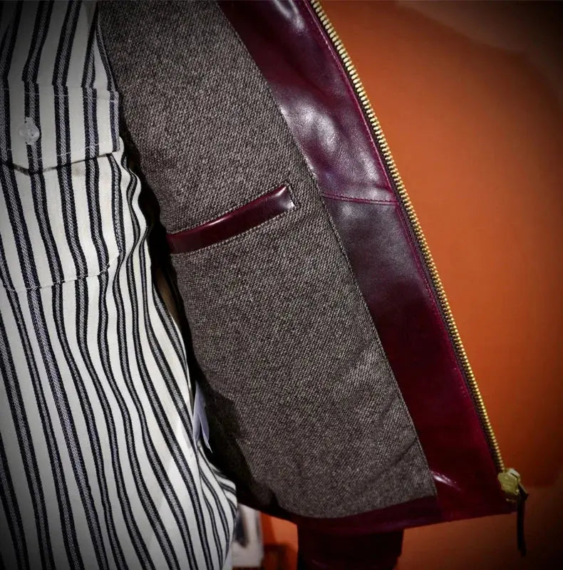 Tailor Brando Classic 1930S Japanese Vegetable Tanned Heavyweight Horsehide Men's Vintage Biker Lapel Jacket Tailor Brando